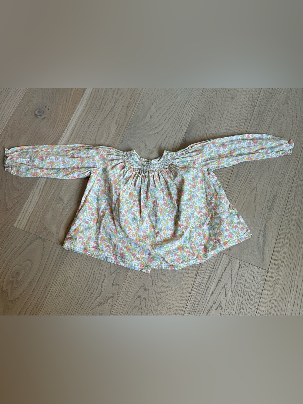 Bonpoint Floral Smocked Blouse in Pink, Yellow & Green